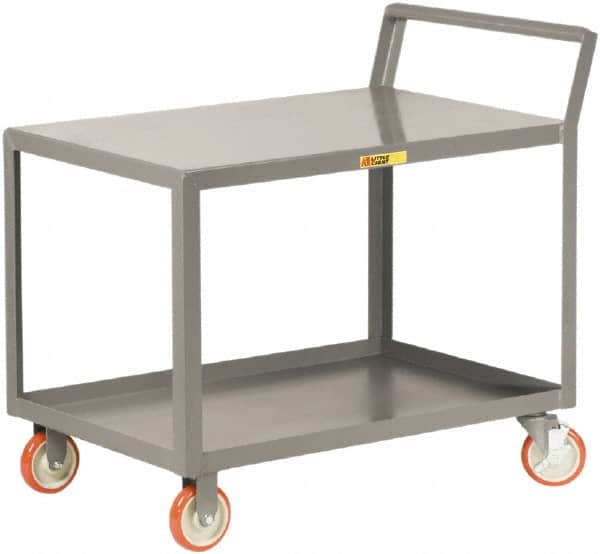 Little Giant - 1,200 Lb Capacity, 30" Wide x 52" Long x 38-3/4" High Shelf Cart - 2 Shelf, Steel, 2 Rigid/2 Swivel Casters - Americas Industrial Supply