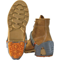 Winter Walking - Size 12.5-16, Strap-On Cleat - Tungsten Carbide Stud Traction, Orange & Gray - Americas Industrial Supply