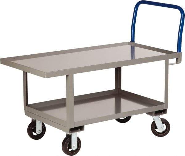 Little Giant - 2,000 Lb Capacity Steel Raised Deck Platform Truck - Steel Deck, 30" OAW, 60" Platform Length x 26" Platform Height, Mold On Rubber Casters - Americas Industrial Supply