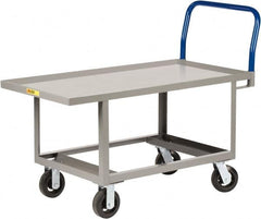 Little Giant - 2,000 Lb Capacity Steel Raised Deck Platform Truck - Steel Deck, 30" OAW, 48" Platform Length x 26" Platform Height, Mold On Rubber Casters - Americas Industrial Supply