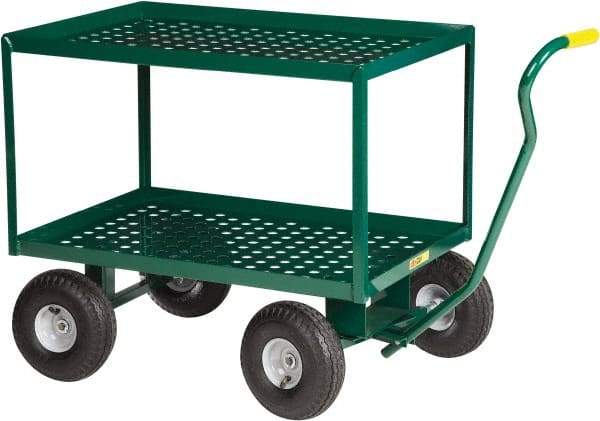 Little Giant - 1,200 Lb Capacity Steel 2-Tier Wagon - Steel Deck, 24" OAW, 48" Platform Length x 39" Platform Height, Pneumatic Casters - Americas Industrial Supply