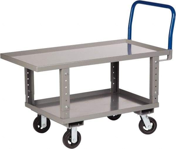 Little Giant - 2,000 Lb Capacity Steel Raised Deck Platform Truck - Steel Deck, 30" OAW, 48" Platform Length x 35-1/2" Platform Height, Mold On Rubber Casters - Americas Industrial Supply