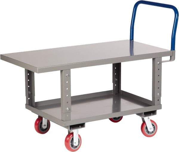 Little Giant - 2,000 Lb Capacity Steel Raised Deck Platform Truck - Steel Deck, 30" OAW, 48" Platform Length x 35-1/2" Platform Height, Polyurethane Casters - Americas Industrial Supply