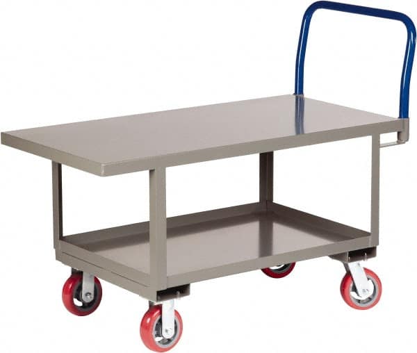 Little Giant - 2,000 Lb Capacity Steel Raised Deck Platform Truck - Steel Deck, 24" OAW, 48" Platform Length x 26" Platform Height, Polyurethane Casters - Americas Industrial Supply