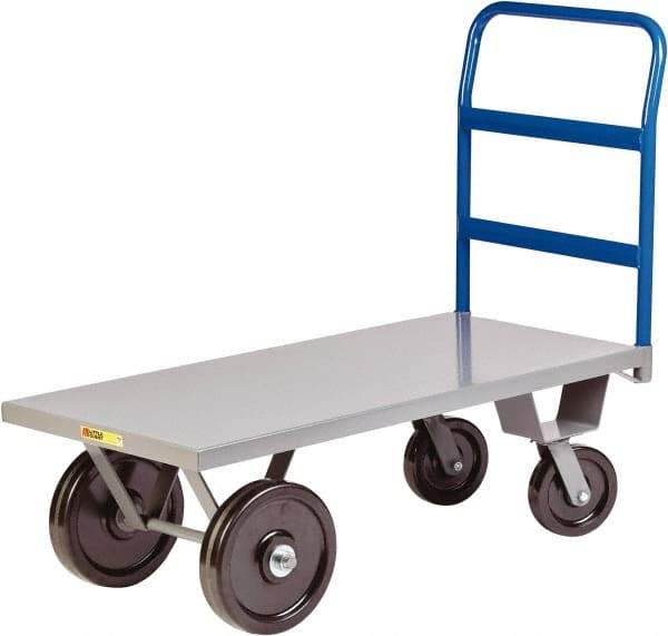 Little Giant - 5,000 Lb Capacity Steel Heavy Duty Platform Truck - Steel Deck, 30" OAW, 48" Platform Length x 16-1/2" Platform Height, Phenolic Casters - Americas Industrial Supply