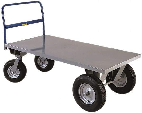 Little Giant - 2,500 Lb Capacity Steel High Deck Platform Truck - Steel Deck, 30" OAW, 72" Platform Length x 21" Platform Height, Pneumatic Casters - Americas Industrial Supply