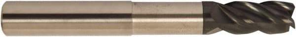 Accupro - 1/2", 4 Flute, Single End, Solid Carbide, 0.03" Corner Radius End Mill - 6" OAL, 38° Helix, Right Hand Flute, 5/8" LOC, Right Hand Cut, 4-1/8" Extended Reach - Americas Industrial Supply