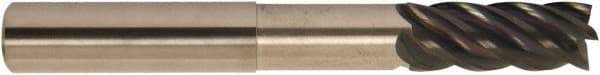 Accupro - 1/2", 5 Flute, Single End, Solid Carbide, 0.03" Corner Radius End Mill - 6" OAL, 38° Helix, Right Hand Flute, 5/8" LOC, Right Hand Cut, 3-3/8" Extended Reach - Americas Industrial Supply