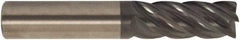 Accupro - 3/8", 1-1/2" LOC, 3/8" Shank Diam, 3" OAL, 5 Flute, Solid Carbide Square End Mill - Single End, AlTiCrN Finish, Spiral Flute, 38° Helix, Centercutting, Right Hand Cut, Right Hand Flute, Series HS - Americas Industrial Supply