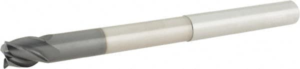 Accupro - 1/2", 4 Flute, Single End, Solid Carbide, 0.03" Corner Radius End Mill - 6" OAL, 38° Helix, Right Hand Flute, 5/8" LOC, Right Hand Cut, 3-3/8" Extended Reach - Americas Industrial Supply