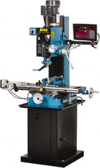 Enco - 1 Phase, 20" Swing, Geared Head Mill Drill Combination - 37-1/2" Table Length x 28" Table Width, 22" Longitudinal Travel, 8" Cross Travel, 6 Spindle Speeds, 2 hp, 220 Volts - Americas Industrial Supply