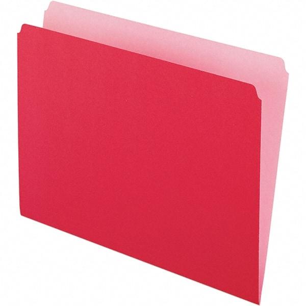 Pendaflex - 9-1/2 x 11-5/8", Letter Size, Red/Light Red, File Folders with Top Tab - 11 Point Stock, Straight Tab Cut Location - Americas Industrial Supply