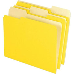 Pendaflex - 11-5/8 x 9-3/16", Letter Size, Yellow, File Folders with Top Tab - 11 Point Stock, Assorted Tab Cut Location - Americas Industrial Supply