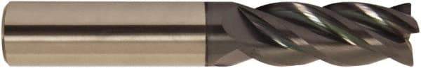 Accupro - 1/2", 1" LOC, 1/2" Shank Diam, 3" OAL, 4 Flute, Solid Carbide Square End Mill - Single End, AlTiCrN Finish, Spiral Flute, 38° Helix, Centercutting, Right Hand Cut, Right Hand Flute, Series HS - Americas Industrial Supply