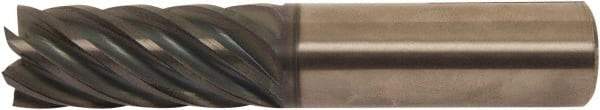 Accupro - 5/16", 2" LOC, 5/16" Shank Diam, 4" OAL, 7 Flute, Solid Carbide Square End Mill - Single End, AlTiCrN Finish, Spiral Flute, 38° Helix, Right Hand Cut, Right Hand Flute, Series HS - Americas Industrial Supply