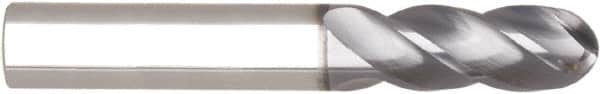 Niagara Cutter - 5/8" Diam, 1-1/4" LOC, 4 Flute Solid Carbide Ball End Mill - AlTiN Finish, Single End, 3-1/2" OAL, 5/8" Shank Diam, Spiral Flute - Americas Industrial Supply