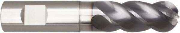 Niagara Cutter - 1" Diam, 2" LOC, 4 Flute Solid Carbide Ball End Mill - AlTiN Finish, Single End, 5" OAL, 1" Shank Diam, Spiral Flute - Americas Industrial Supply