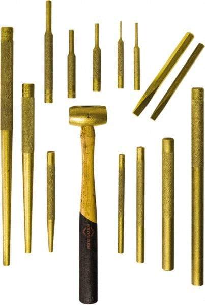 Mayhew - 15 Piece Punch & Chisel Set - 3/8 to 1/2" Chisel, 1/8 to 3/4" Punch, Round Shank - Americas Industrial Supply