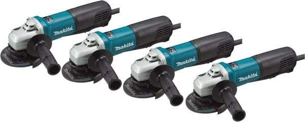 Makita - 4-1/2" Wheel Diam, 10,500 RPM, Corded Angle & Disc Grinder - 5/8-11 Spindle, 120 Volts, 10 Amps - Americas Industrial Supply