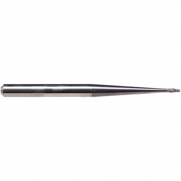 Emuge - 1mm Diam, 2mm LOC, 2 Flute Solid Carbide Roughing & Finishing End Mill - TiAlN Finish, 80mm OAL, 6mm Shank Diam, Cylindrical Shank, 30° Helix, Extra Long Length - Americas Industrial Supply