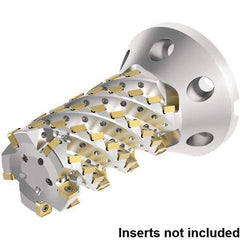 Kennametal - 52 Inserts, 50mm Cut Diam, 4-5/8" Arbor Diam, 100mm Max Depth of Cut, Indexable Square-Shoulder Face Mill - 90° Lead Angle, 7" High, SNHJ1004.. Insert Compatibility, Through Coolant, Series HARVI Ultra 8X - Americas Industrial Supply