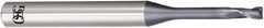 OSG - 0.2mm, 0.3mm LOC, 4mm Shank Diam, 45mm OAL, 2 Flute, Solid Carbide Square End Mill - Single End, WXL Finish, 30° Helix, Centercutting, Right Hand Cut, Right Hand Flute - Americas Industrial Supply