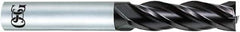 OSG - 10.5mm, 34mm LOC, 12mm Shank Diam, 90mm OAL, 4 Flute, Solid Carbide Square End Mill - Single End, WXL Finish, 30° Helix, Centercutting, Right Hand Cut, Right Hand Flute - Americas Industrial Supply
