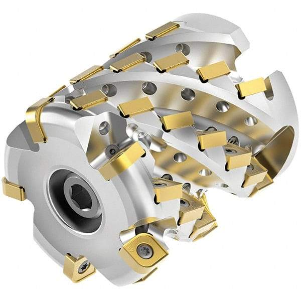 Kennametal - 28 Inserts, 2" Cut Diam, 3/4" Arbor Diam, 2.1415" Max Depth of Cut, Indexable Square-Shoulder Face Mill - 0° Lead Angle, 2-1/2" High, SNHJ1004.. Insert Compatibility, Through Coolant, Series HARVI Ultra 8X - Americas Industrial Supply