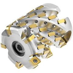 Kennametal - 28 Inserts, 2" Cut Diam, 3/4" Arbor Diam, 2.1415" Max Depth of Cut, Indexable Square-Shoulder Face Mill - 0° Lead Angle, 2-1/2" High, SNHJ1004.. Insert Compatibility, Through Coolant, Series HARVI Ultra 8X - Americas Industrial Supply