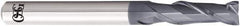 OSG - 1.7mm, 5.1mm LOC, 4mm Shank Diam, 45mm OAL, 2 Flute, Solid Carbide Square End Mill - Single End, WXL Finish, 35° Helix, Centercutting, Right Hand Cut, Right Hand Flute - Americas Industrial Supply
