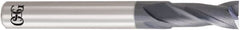 OSG - 0.7mm, 1.4mm LOC, 4mm Shank Diam, 45mm OAL, 2 Flute, Solid Carbide Square End Mill - Single End, WXL Finish, 30° Helix, Centercutting, Right Hand Cut, Right Hand Flute, Series 3721 - Americas Industrial Supply