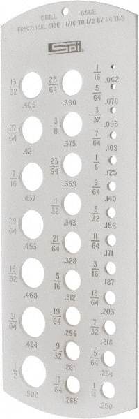 SPI - Drill Gages Minimum Hole Size (Inch): 1/16 Maximum Hole Size (Inch): 1/2 - Americas Industrial Supply
