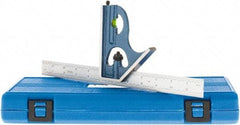 SPI - 2 Piece, 12" Combination Square Set - 1/100, 1/32, 1/50 & 1/64" (16R) Graduation, Hardened Steel Blade, Hardened Steel Square Head - Americas Industrial Supply