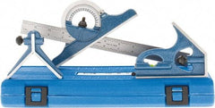 SPI - 4 Piece, 12" Combination Square Set - 1/100, 1/32, 1/50 & 1/64" (16R) Graduation, Hardened Steel Blade, Hardened Steel Center, Protractor & Square Head - Americas Industrial Supply