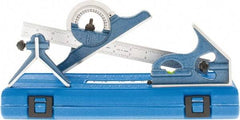 SPI - 4 Piece, 12" Combination Square Set - 1/16, 1/32, 1/64 & 1/8" (4R) Graduation, Hardened Steel Blade, Hardened Steel Center, Protractor & Square Head - Americas Industrial Supply