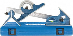 SPI - 4 Piece, 12" Combination Square Set - 1/16, 1/32, 1/64 & 1/8" (4R) Graduation, Hardened Steel Blade, Cast Iron Center, Protractor & Square Head - Americas Industrial Supply