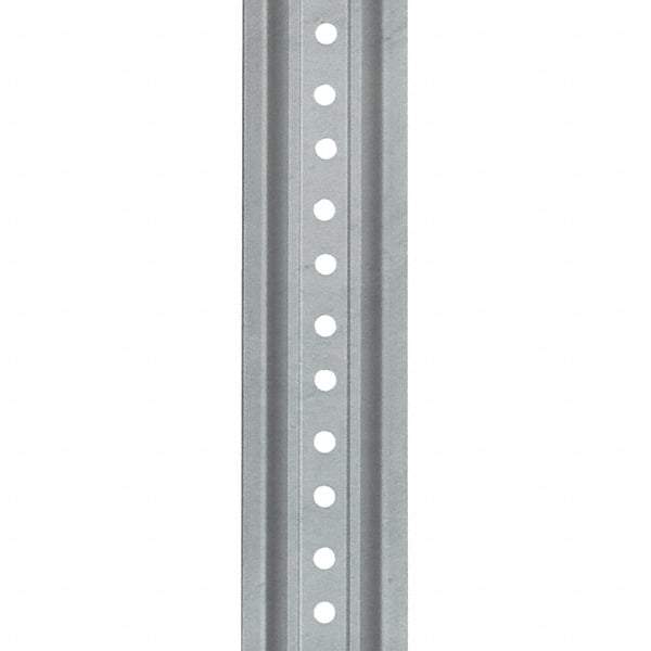 Nucor - 7' High, Galvanized Traffic Sign Post - Steel, 3/8" Hole Diam, Silver - Americas Industrial Supply