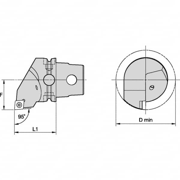 Kennametal - Left Hand Cut, Size KM50, CC.. Insert Compatiblity, Internal or External Modular Turning & Profiling Cutting Unit Head - 35mm Ctr to Cutting Edge, 50mm Head Length, Through Coolant, Series S-Clamping - Americas Industrial Supply
