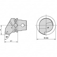 Kennametal - Left Hand Cut, Size KM50, CC.. Insert Compatiblity, Internal or External Modular Turning & Profiling Cutting Unit Head - 35mm Ctr to Cutting Edge, 50mm Head Length, Through Coolant, Series S-Clamping - Americas Industrial Supply