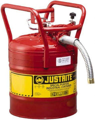 Justrite - 5 Gal Brass Type II DOT Safety Can - 17-1/2" High x 11-3/4" Diam, Red - Americas Industrial Supply