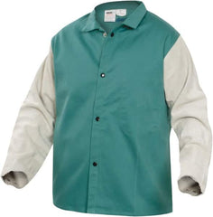 PRO-SAFE - Size XL Flame Resistant/Retardant Jacket - Green, Gray, Cotton, Snaps Closure, 46 to 48" Chest - Americas Industrial Supply