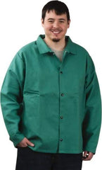 PRO-SAFE - Size M Flame Resistant/Retardant Jacket - Green, Cotton, Snaps Closure, 38 to 40" Chest - Americas Industrial Supply