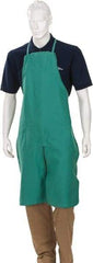 PRO-SAFE - 24 x 40" Flame Resistant/Retardant & Welding Split Leg Apron - Cotton, 10 oz Material, Green - Americas Industrial Supply