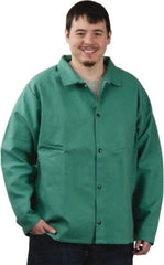 PRO-SAFE - Size L Flame Resistant/Retardant Jacket - Green, Cotton, Snaps Closure, 42 to 44" Chest - Americas Industrial Supply