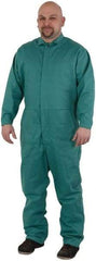 PRO-SAFE - Size XL, Green, Snap, Flame Resistant/Retardant Coverall - Cotton, 5 Pockets - Americas Industrial Supply
