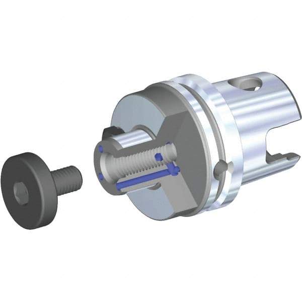 Kennametal - KM63XMZ Modular Connection 1-1/2" Pilot Diam Shell Mill Holder - 1.77" Flange to Nose End Projection, 3.69" Nose Diam, 3/4-16 Lock Screw, Through-Spindle Coolant - Exact Industrial Supply