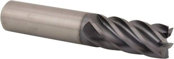 Kennametal - 3/4", 1-5/8" LOC, 3/4" Shank Diam, 4" OAL, 6 Flute, Solid Carbide Square End Mill - Single End, AlTiN Finish, Spiral Flute, 38° Helix, Centercutting, Right Hand Cut, Right Hand Flute, Series UJDE - Americas Industrial Supply