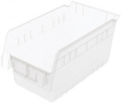 Akro-Mils - 11-5/8" Deep, Clear Polymer Hopper Shelf Bin - 6" High x 6-5/8" Wide x 11-5/8" Long - Americas Industrial Supply