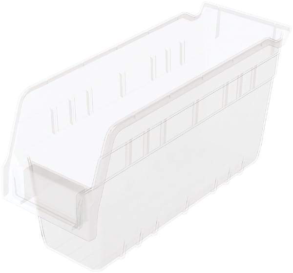 Akro-Mils - 11-5/8" Deep, Clear Polymer Hopper Shelf Bin - 6" High x 4-1/8" Wide x 11-5/8" Long - Americas Industrial Supply
