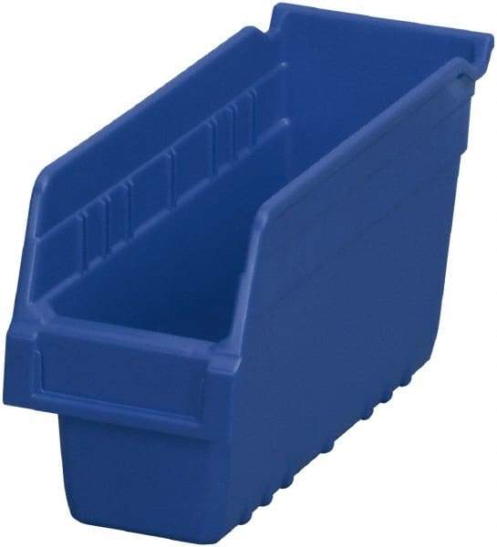 Akro-Mils - 11-5/8" Deep, Blue Polymer Hopper Shelf Bin - 6" High x 4-1/8" Wide x 11-5/8" Long - Americas Industrial Supply
